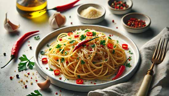 Spaghetti aglio olio e peperoncino